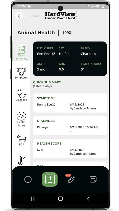 HerdX app mockups animal health