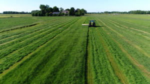 Tractor maintaining pasture in a field